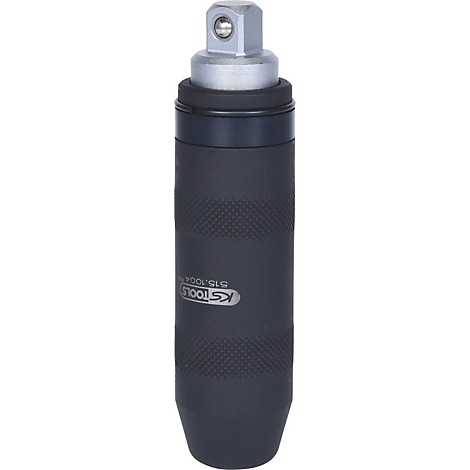 Dunkelgraue Knarre mit silbernem Kopf, griffiger Oberfläche und KS TOOLS Logo.